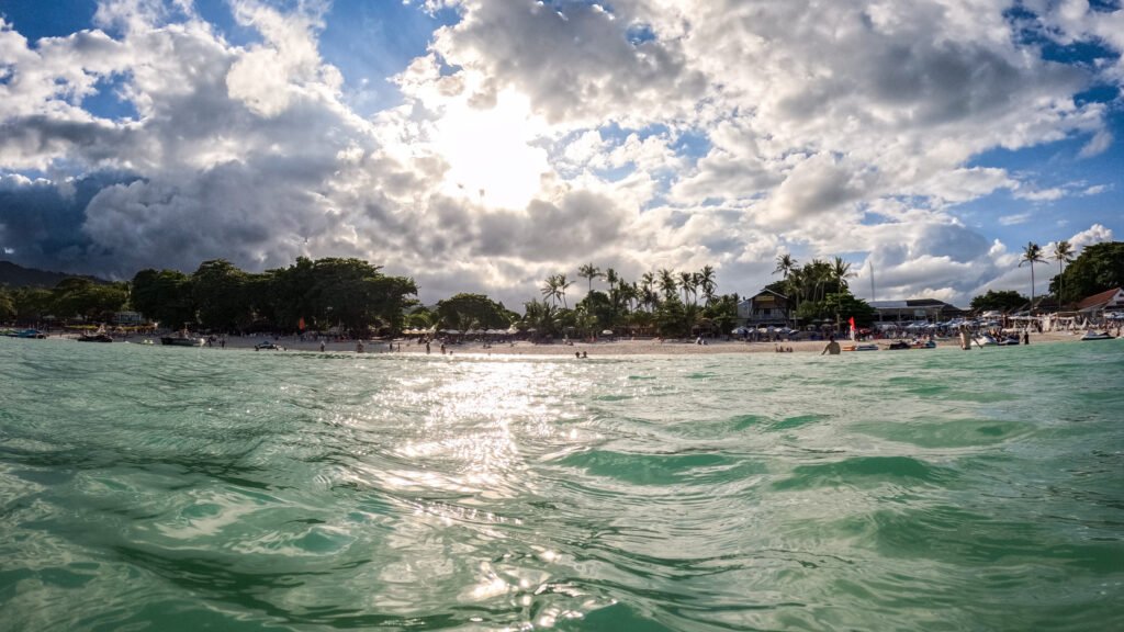 Chaweng Beach in Koh Samui viewed from the water during high tide