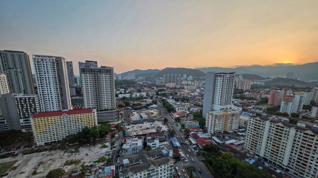 Skyline view over George Town, Penang from an apartment balcony