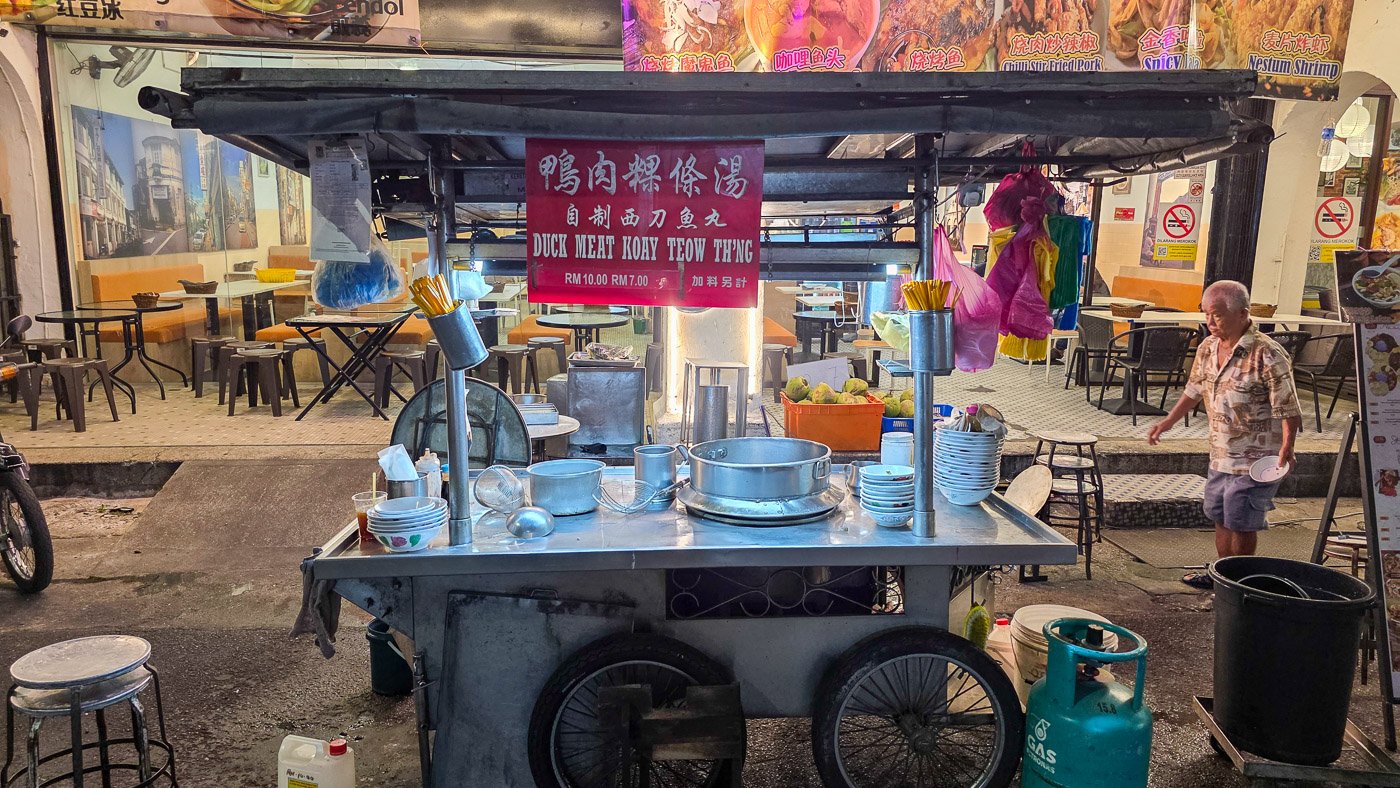 Street food stand on Chulia Street in George Town, Penang