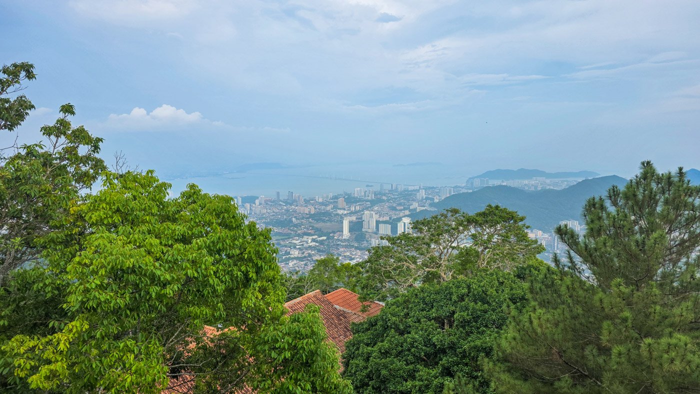 View over George Town and Penang Island from Penang Hill in Malaysia