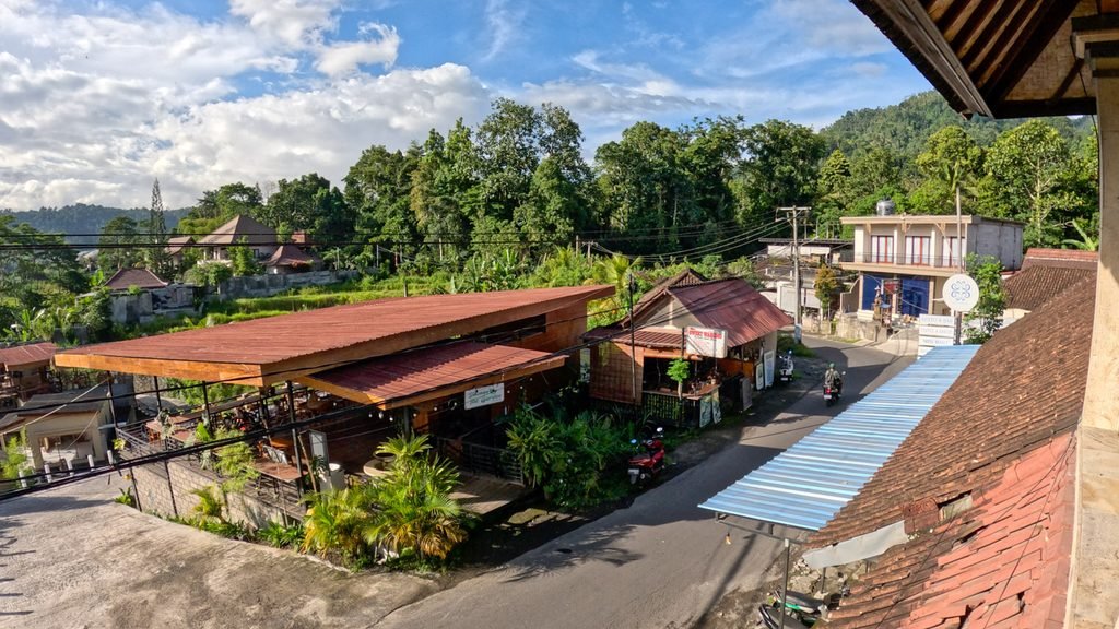 Road running through the village area of Sidemen in eastern Bali.